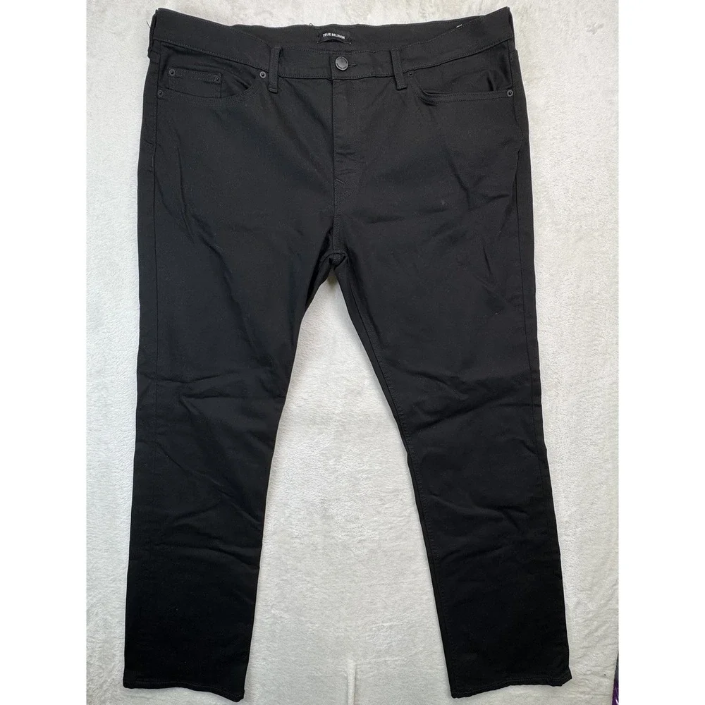 True Religion Men's Black Stretch Jeans 40W Straight Leg 5 Pocket Casual Pants